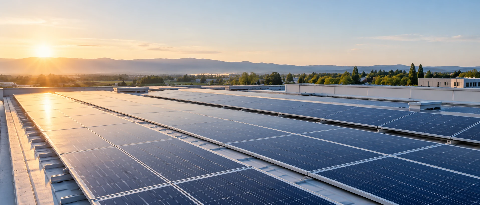 Pannelli fotovoltaici sulla copertura di un edificio